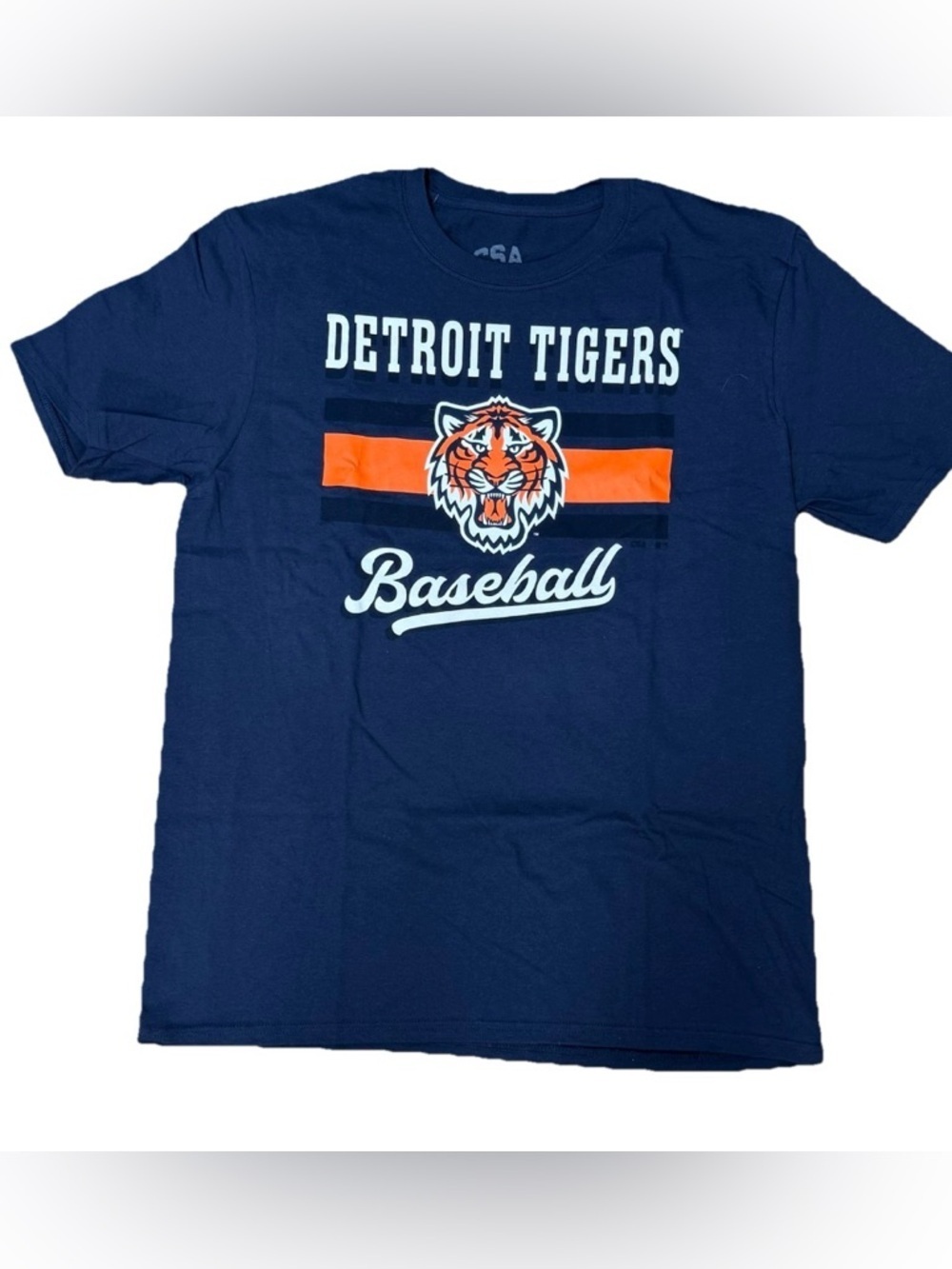 NWOT Detroit Tigers Baseball T-shirt Adult L Navy Blue Tiger Face MLB Apparel